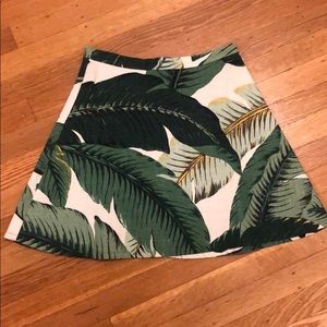 Palm printed linen Cult Gaia mini skirt